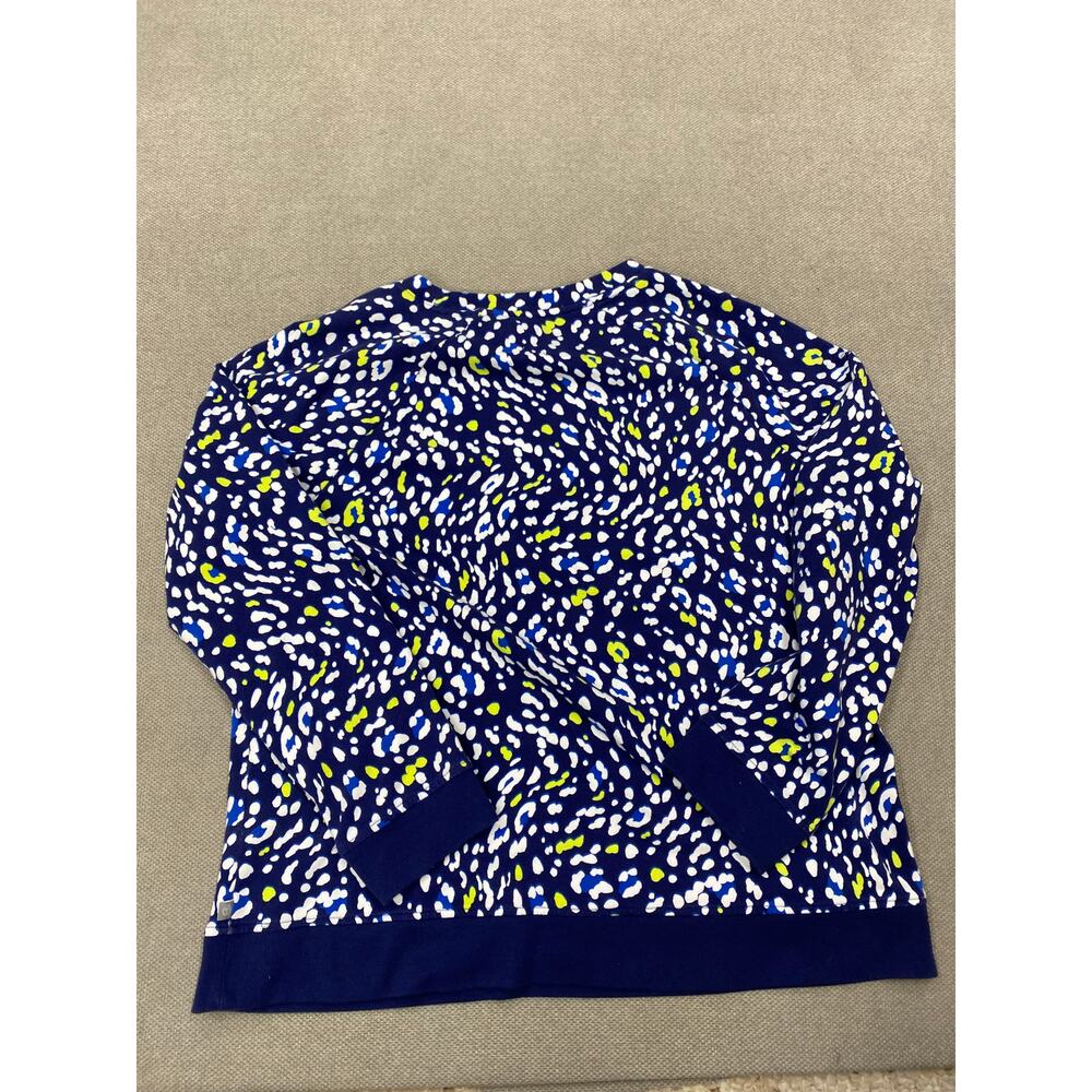 Talbots Terry Crewneck Pullover. Enchanting Animal Print, Large,  Blue Yellow - Picture 7 of 7